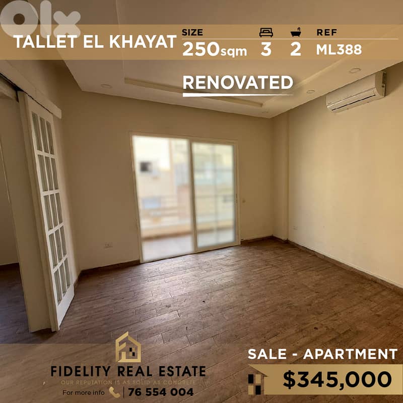 Apartment for sale in Tallet El Khayat ML388 شقة  للبيع في تلة الخياط 0
