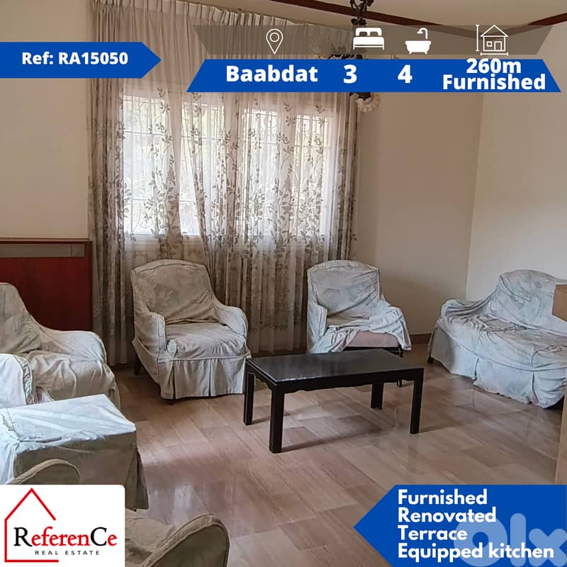 Furnished luxurious apartment in Baabdat شقة مفروشة فاخرة في بعبدات 0