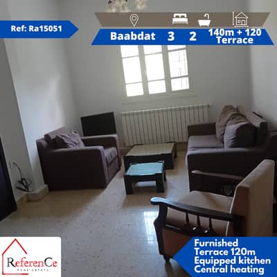 Furnished apartment with terrace in Baabdat شقة مفروشة تراس في بعبدات