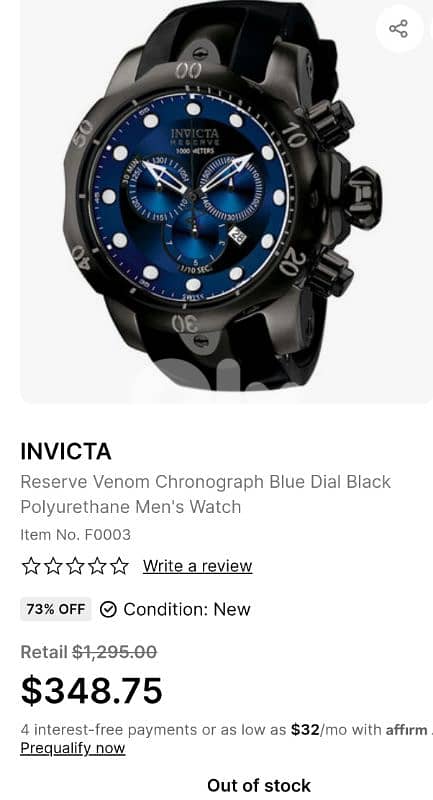 INVICTA RESERVE VENOM chronograph F0003 6