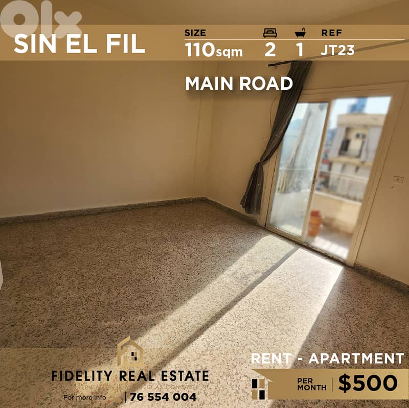 Apartment for rent in Sin El Fil JT23 شقة  للإيجار في  سن الفيل 0