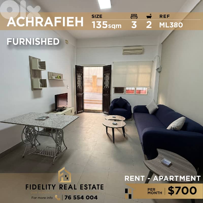 Apartment for rent in Achrafieh ML380 شقة للإيجار في الأشرفية 0