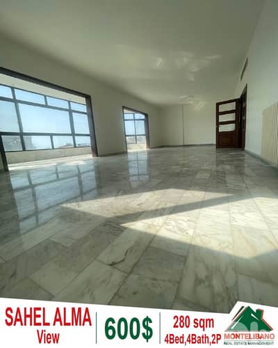280 sqm Apartment For Rent in Sahel Alma (ساحل علما) with View