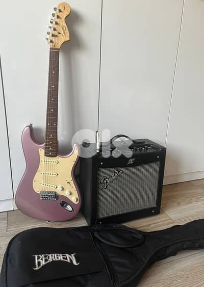 Electric Guitar Purple with Fender Speaker/Amp