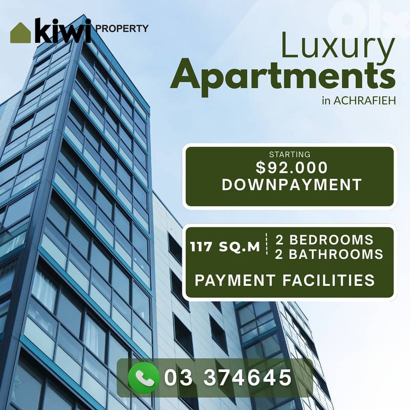 25% Downpayment–Apartments for sale-Achrafieh -تقسيط شقق في الأشرفية 0