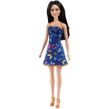 Barbie Entry Doll Blue Butterfly Dress, Black Hair 30 cm - دمية باربي 0
