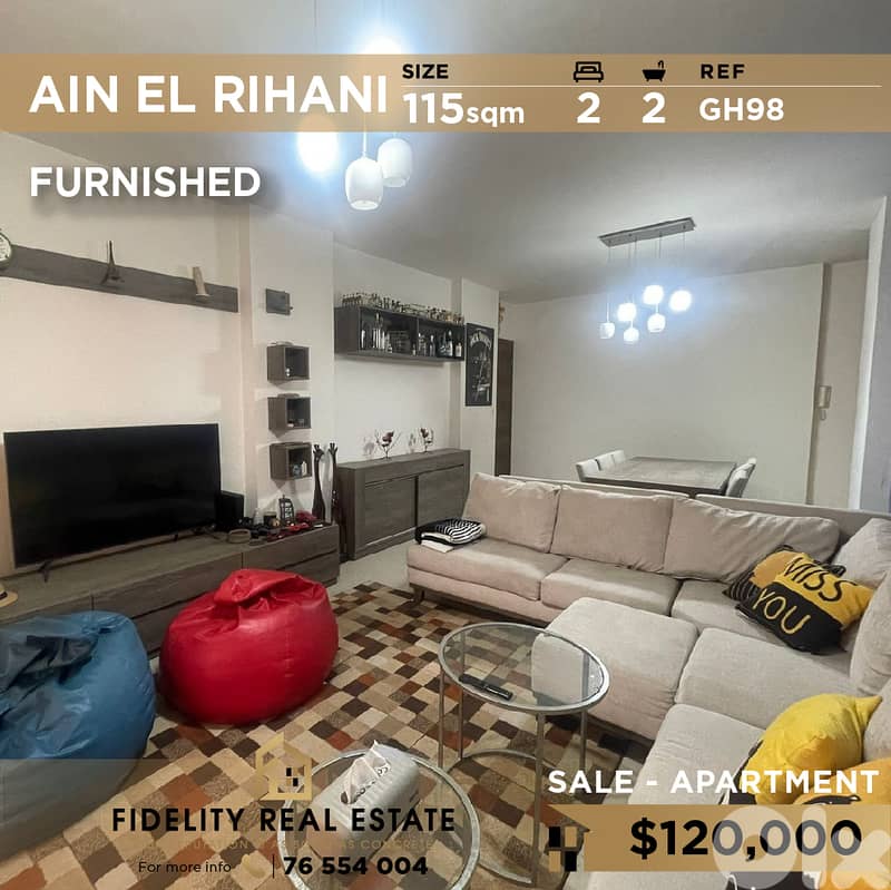 Apartment for sale in Ain El Rihani GH98 شقة  للبيع في عين الريحاني 0