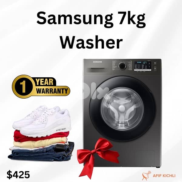 Campomatic Samsung 7kg White Grey Washing Machine غسالة 1