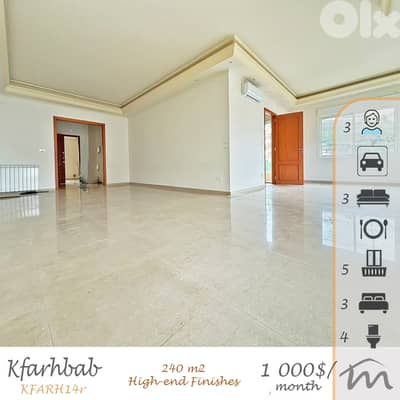 Kfarehbab | Brand New High End 240m² + Terrace & 5 Balconies | Prime