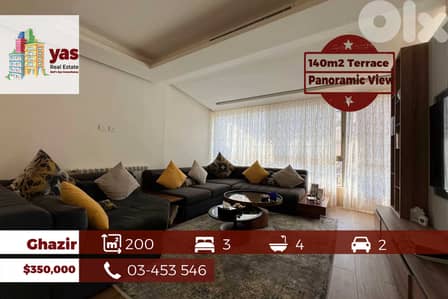 Ghazir 200m2 | 140m2 Terrace | Prime Location | Panoramic View | EH/IV
