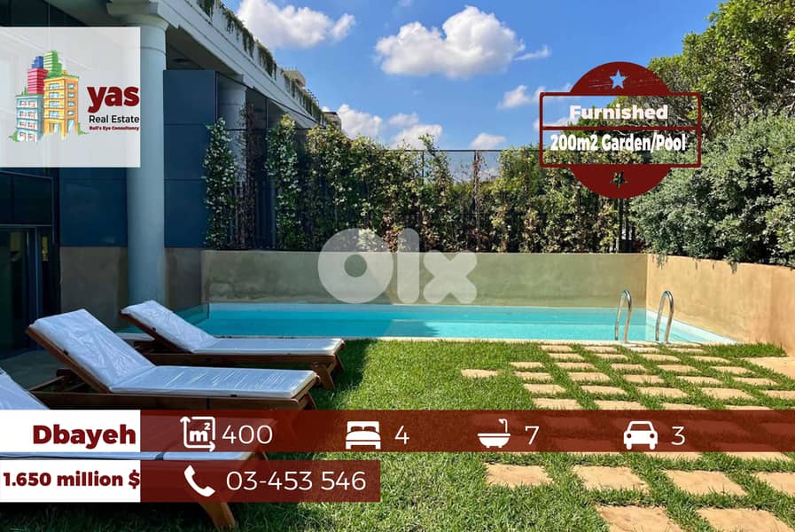 Dbayeh/Waterfront 400m2 | 200m2 Garden | Gated Community | Pool | MJ 0