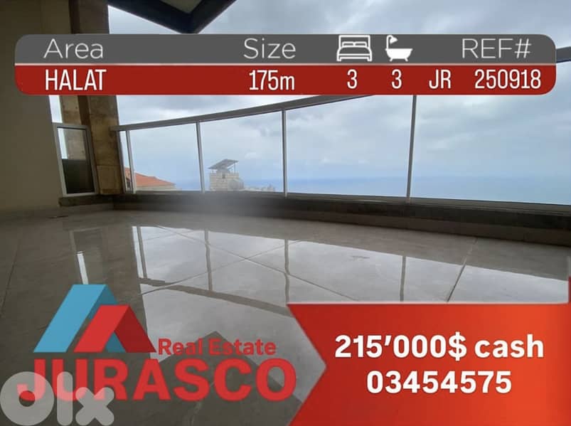 Apartment in halat 175m with sea view/ شقة للبيع في حالات ١٧٥متر مطلة 0