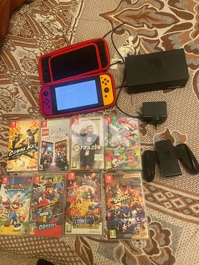 nintendo switch like new with 8 games