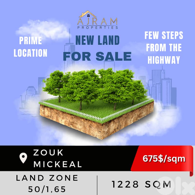 Zouk Mickael Land | 1228 sqm | Prime Location 0
