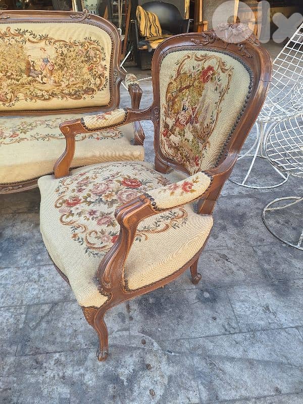 طقم صالون لويس الخامس عشر قماش اوبيسون فرنسي حياكة يد روميو وجوليات 7