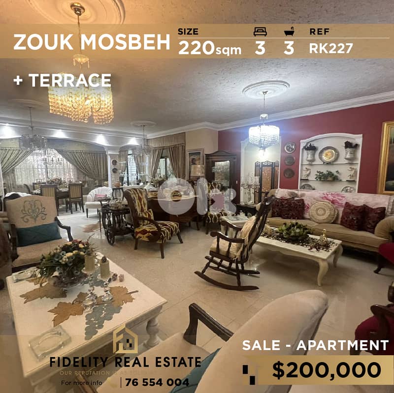 Apartment for sale in Zouk Mosbeh RK227 شقة للبيع في زوق مصبح 0