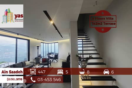 Ain Saadeh 447m2 | 142m2 Terrace | 4 Floors Villa |Astonishing View|OH