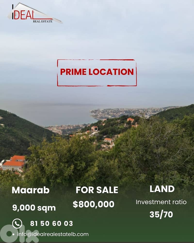 Land for sale in Maarab Keserouan عقار للبيع في معراب كسروان 0
