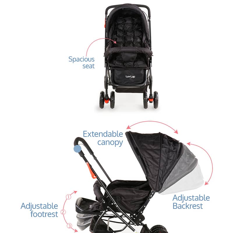 Baby Stroller with Mosquito Net & Reversible Handle - عربة أطفال 2