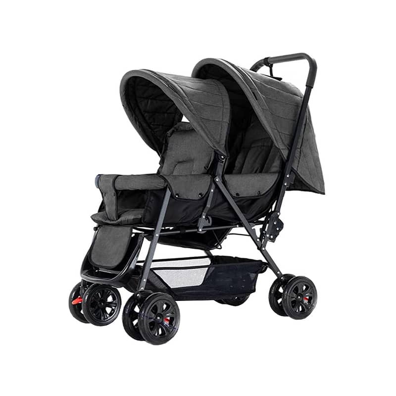 Double Baby Stroller with Hooks - عربة أطفال مزدوجة مع خطافات 0