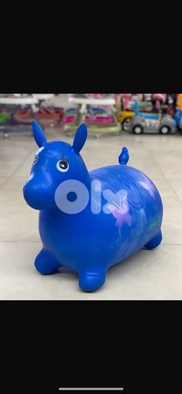 Inflatable jumping horse hopper
