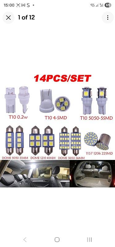 14Pcs LED Interior Package Kit For T10 36mm Map Dome License Plate 0