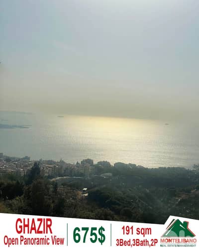191 sqm Apartment For Rent in Ghazir with Open Panoramic View
