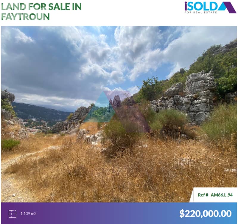 Prime Land+mountain view 4sale in Faytroun - أرض للبيع في فيطرون 0