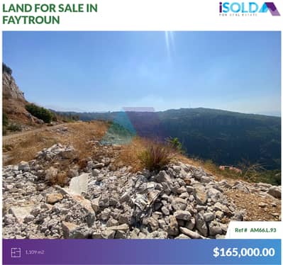 Prime Land+mountain view 4sale in Faytroun - أرض للبيع في فيطرون