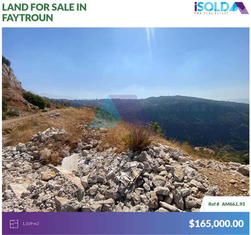 Prime Land+mountain view 4sale in Faytroun - أرض للبيع في فيطرون 0