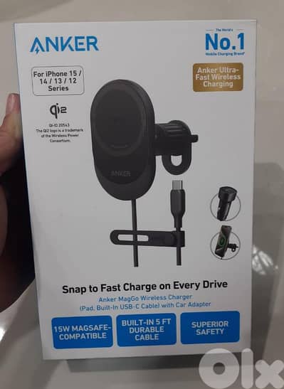 Anker MagGo Wireless Charger 15w Snap To Fast Charge With Car Adapter