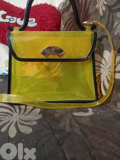 yellow transparent handbag