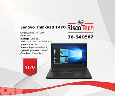 LAPTOP LENOVO THINKPAD T480 - Core I5 - RAM 8GB  - 256GB SSD -  لابتوب