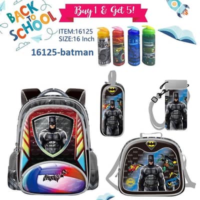 Genius 3D Character Kids School Bag 5 Pcs Set 16"- 16125- حقيبة مدرسية