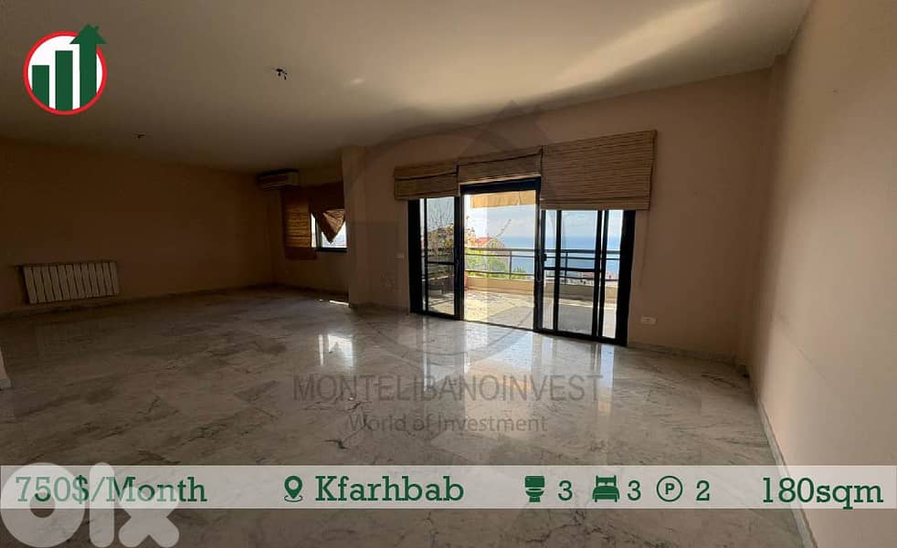 APARTMENT FOR RENT IN KFARHBAB WITH OPEN SEA VIEW!!! 0