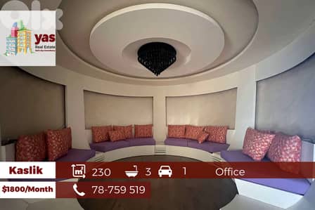 Kaslik 230m2 | Office For Rent | Prime Location | Active Street | EH