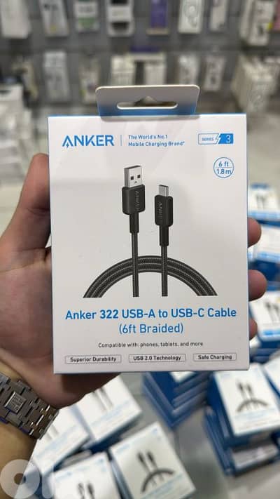 Anker 322 usb-a to usb-c cable (1.8m braided) Black