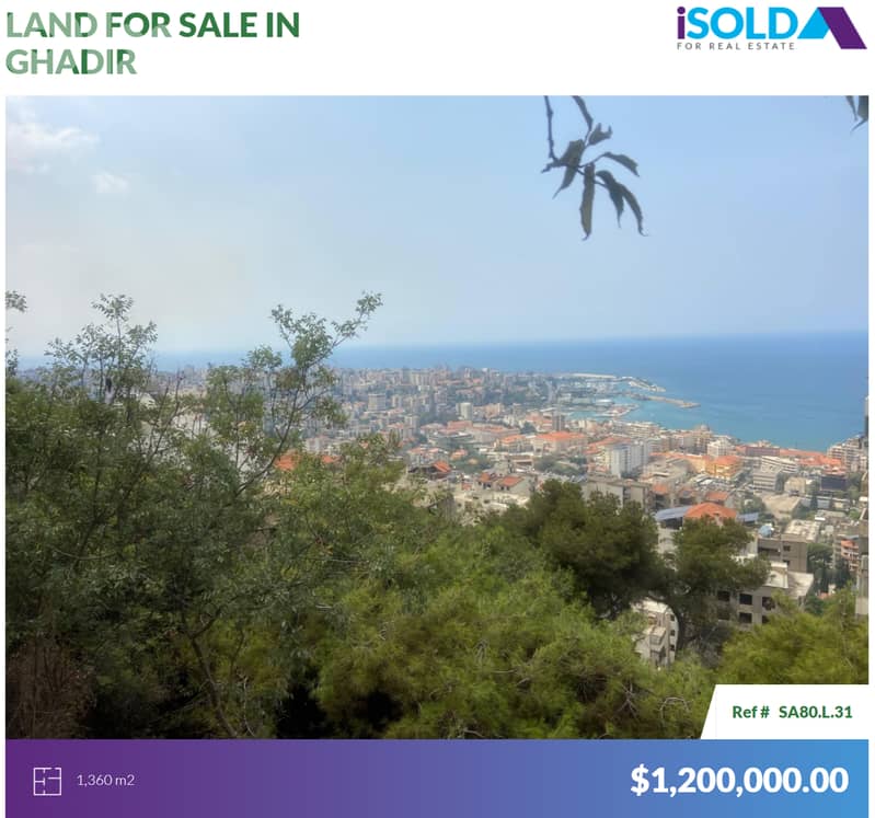 Prime Sea View Land with Dual Road Access for sale in Ghadir - غدير 0