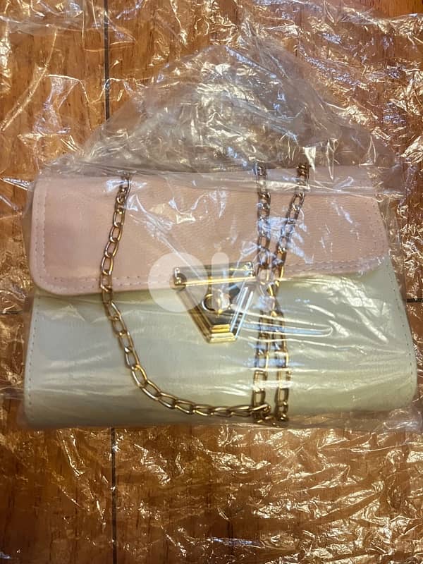 pink and beige bag 0