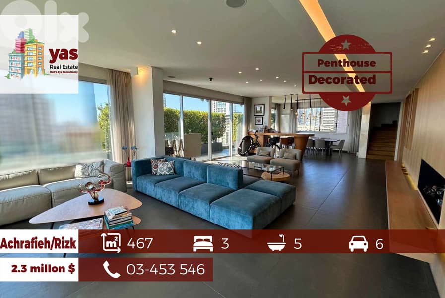 Achrafieh/Rizk 467m2 | Penthouse | Amazing View | High End | OH 0