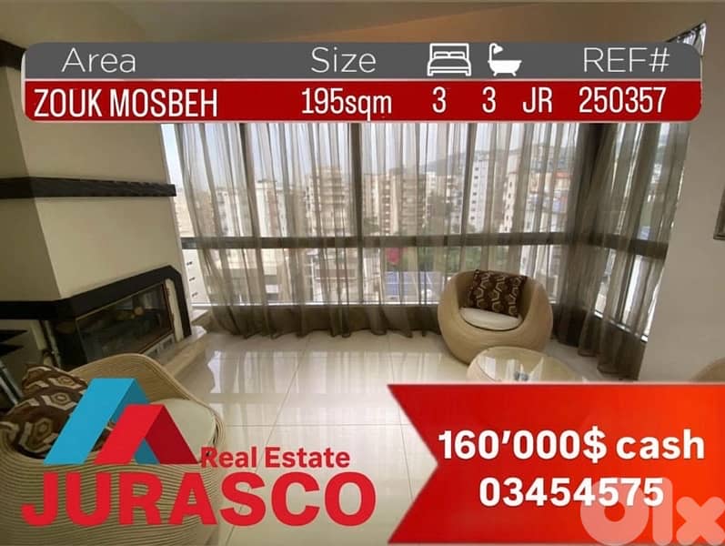 apartment zouk mosbeh 195m / شقة للبيع في زوق مصبح ١٩٥ متر 0