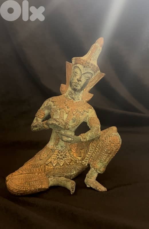 Pair of Vintage Thai Thepphanom Guardian Angel Bronze Statues 3