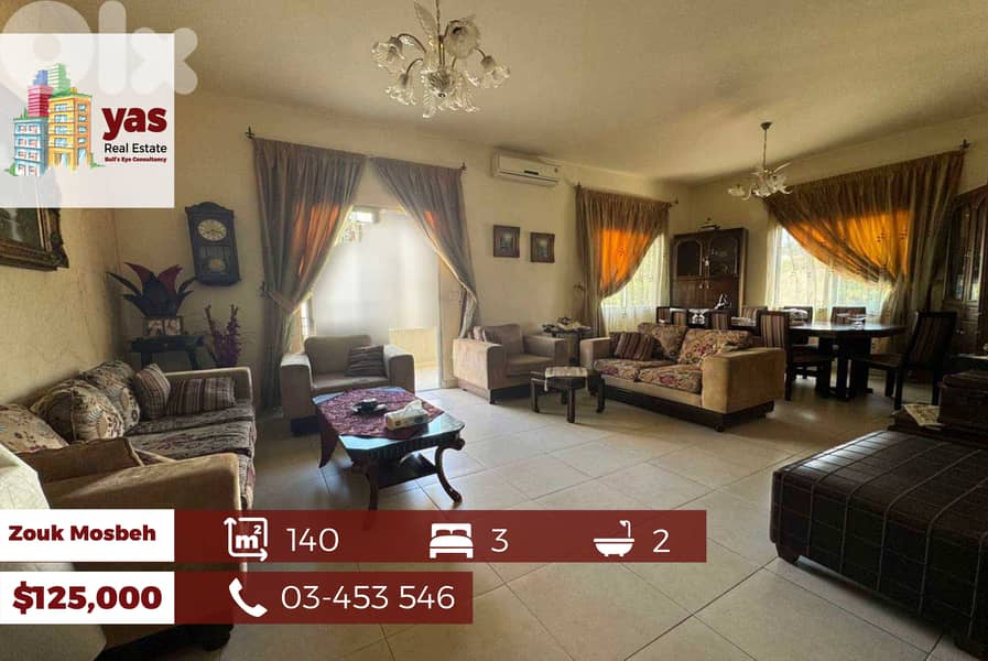 Zouk Mosbeh 140m2 | Prime Location | Quiet Street | EL 0