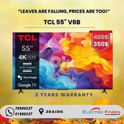TCL 55" 4K UHD Smart TV 55V6B