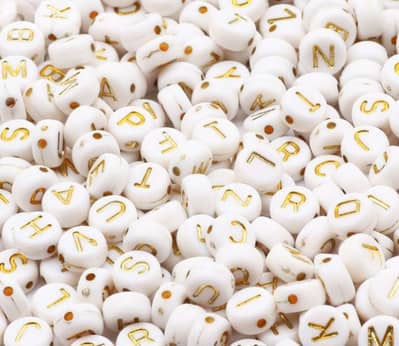 180 pc gold letters beads