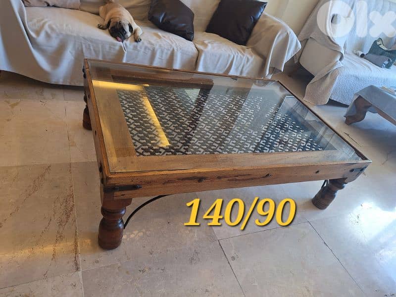 طاولة صالون وسط خشب تاك مسيف انتيك قديمة رائعة جدا 0