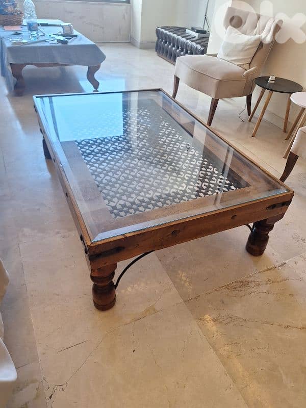 طاولة صالون وسط خشب تاك مسيف انتيك قديمة رائعة جدا 1