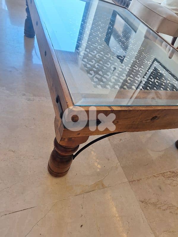 طاولة صالون وسط خشب تاك مسيف انتيك قديمة رائعة جدا 2