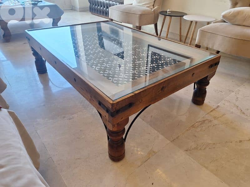 طاولة صالون وسط خشب تاك مسيف انتيك قديمة رائعة جدا 3
