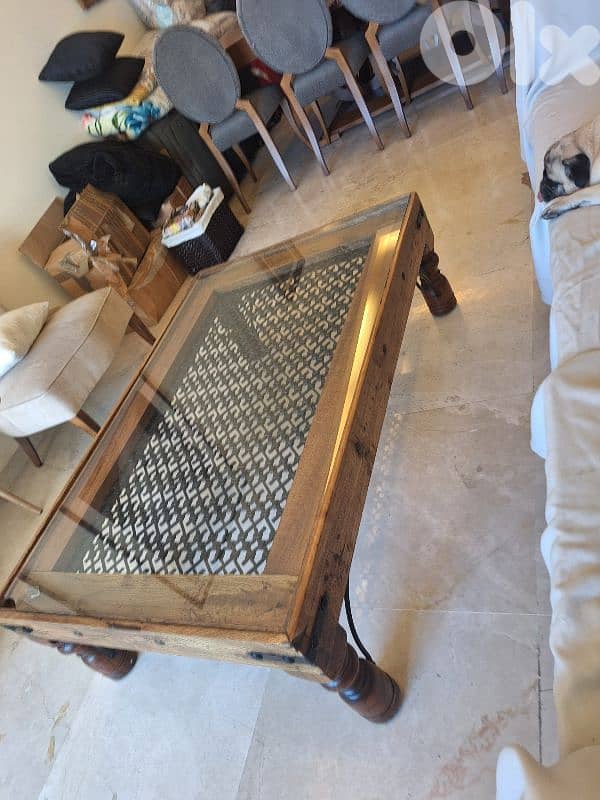 طاولة صالون وسط خشب تاك مسيف انتيك قديمة رائعة جدا 5